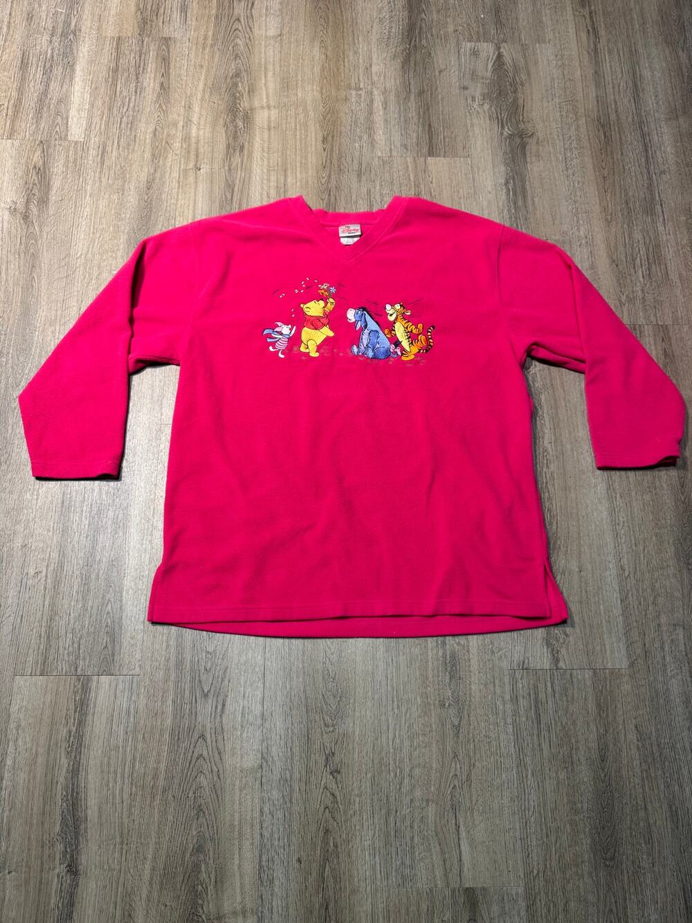 Vintage Disney Hot Pink Winnie The Pooh Fleece Quarter-Sleeve Top